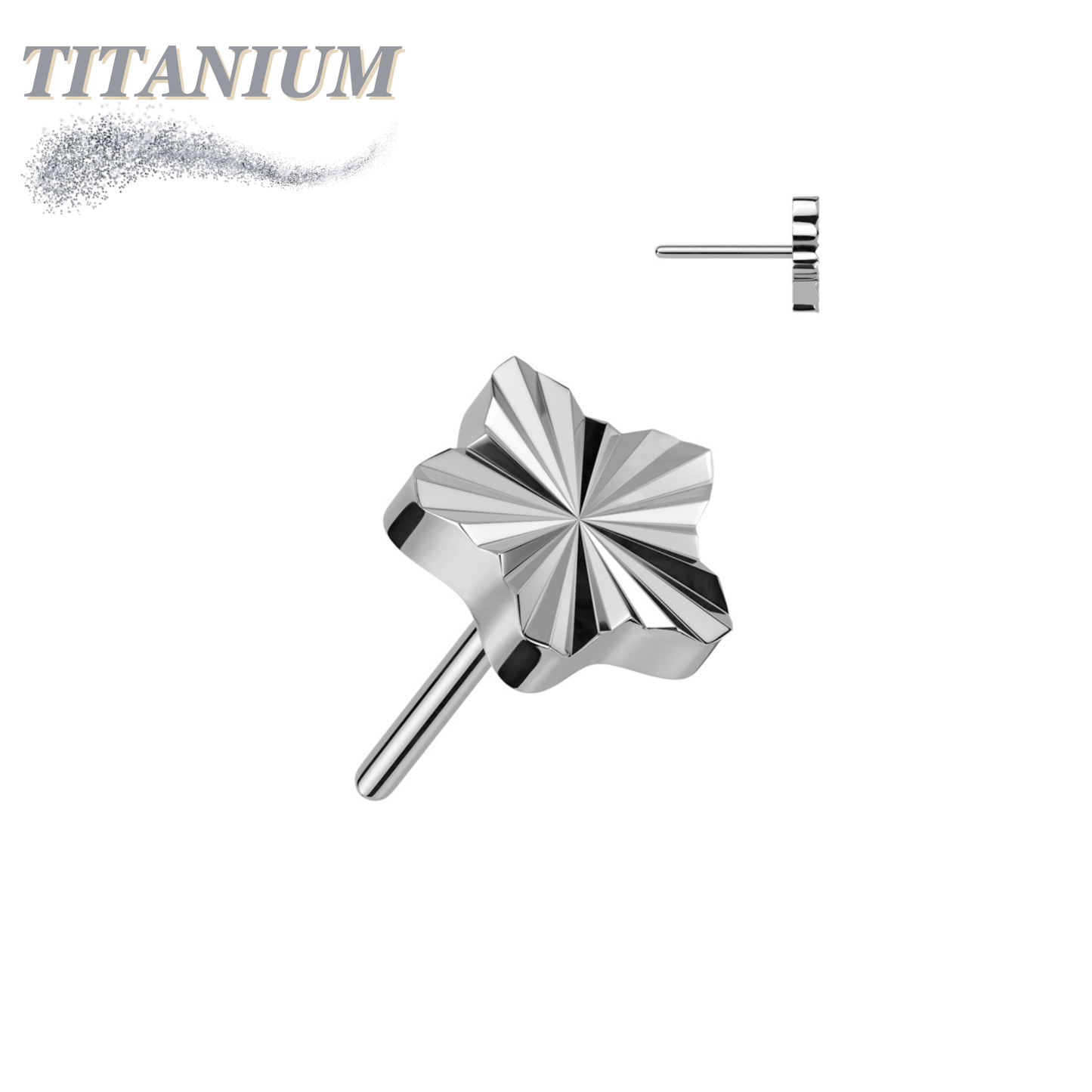 Threadless Titanium Star Shape Ridged Top Only