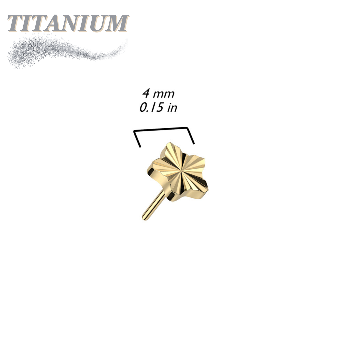 Threadless Titanium Star Shape Ridged Top Only