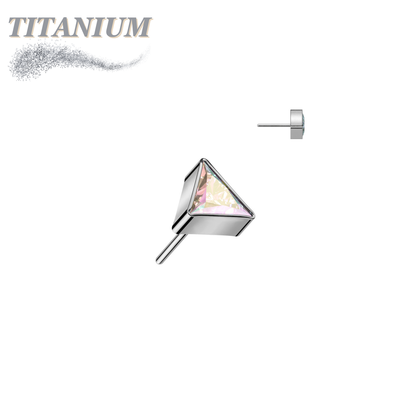 Threadless Titanium CZ Triangle Top Only