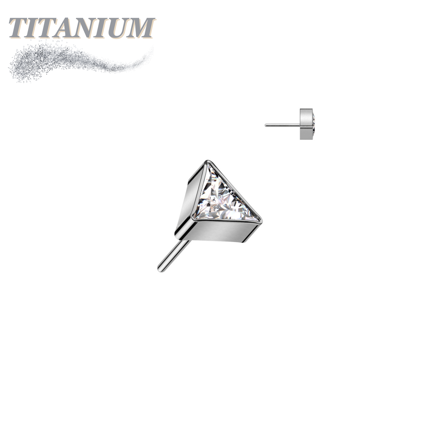 Threadless Titanium CZ Triangle Top Only