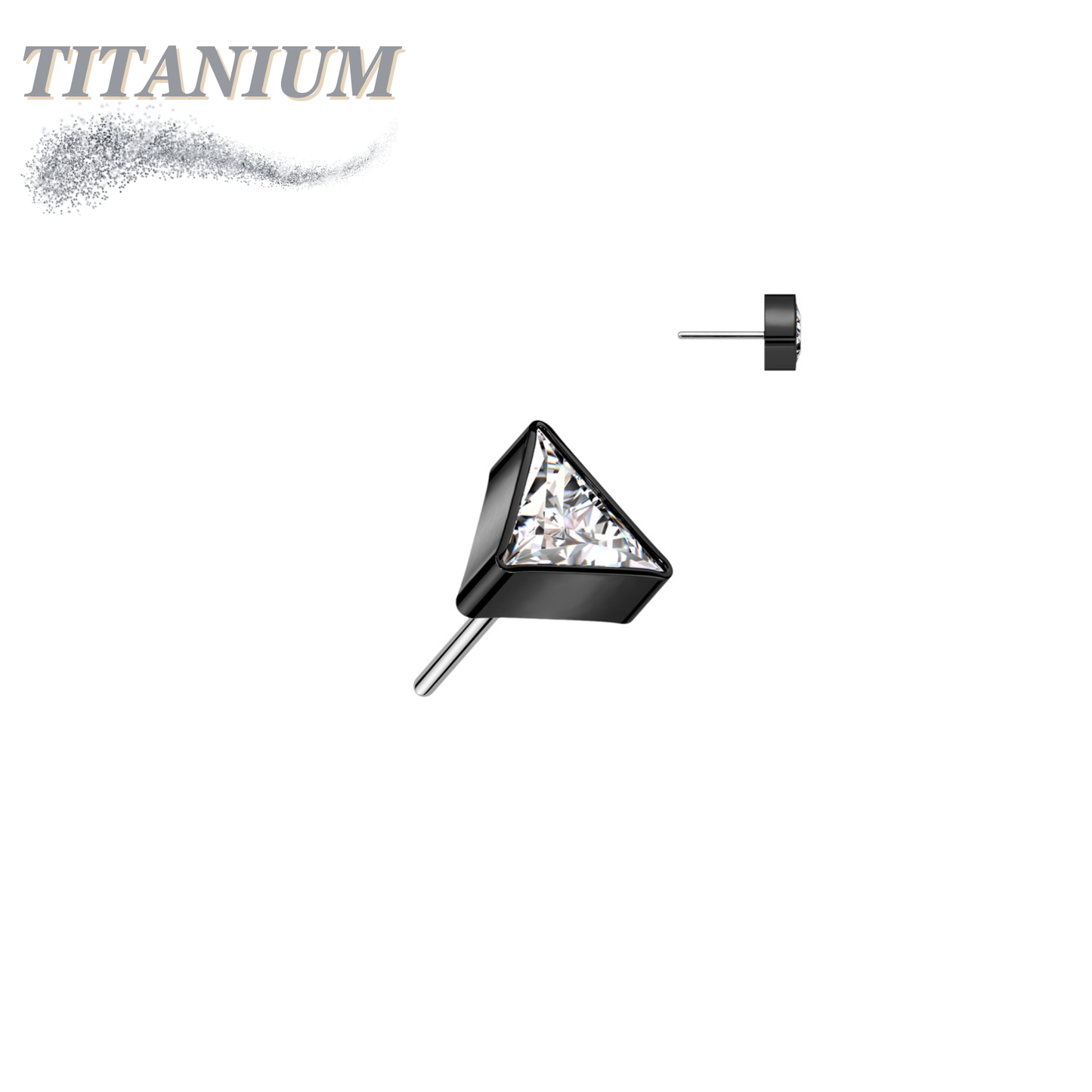Threadless Titanium CZ Triangle Top Only