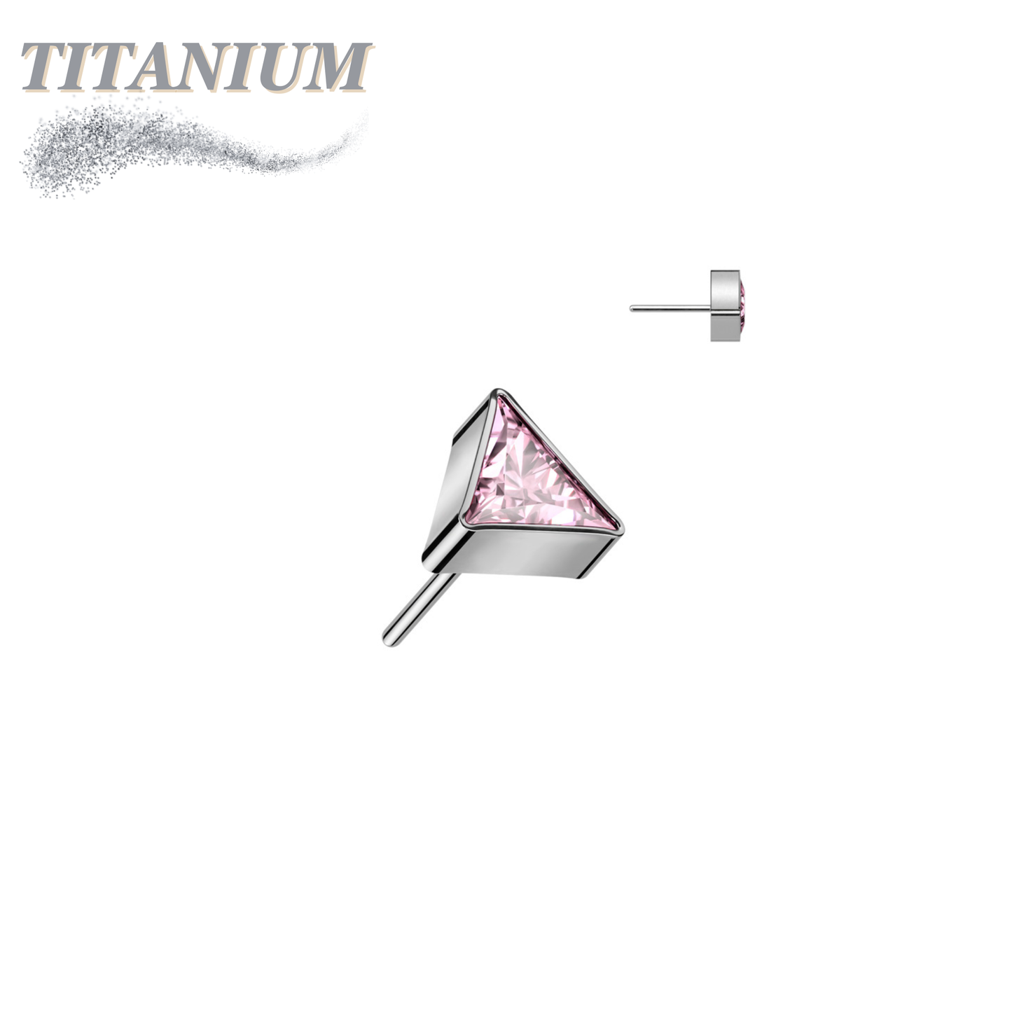 Threadless Titanium CZ Triangle Top Only