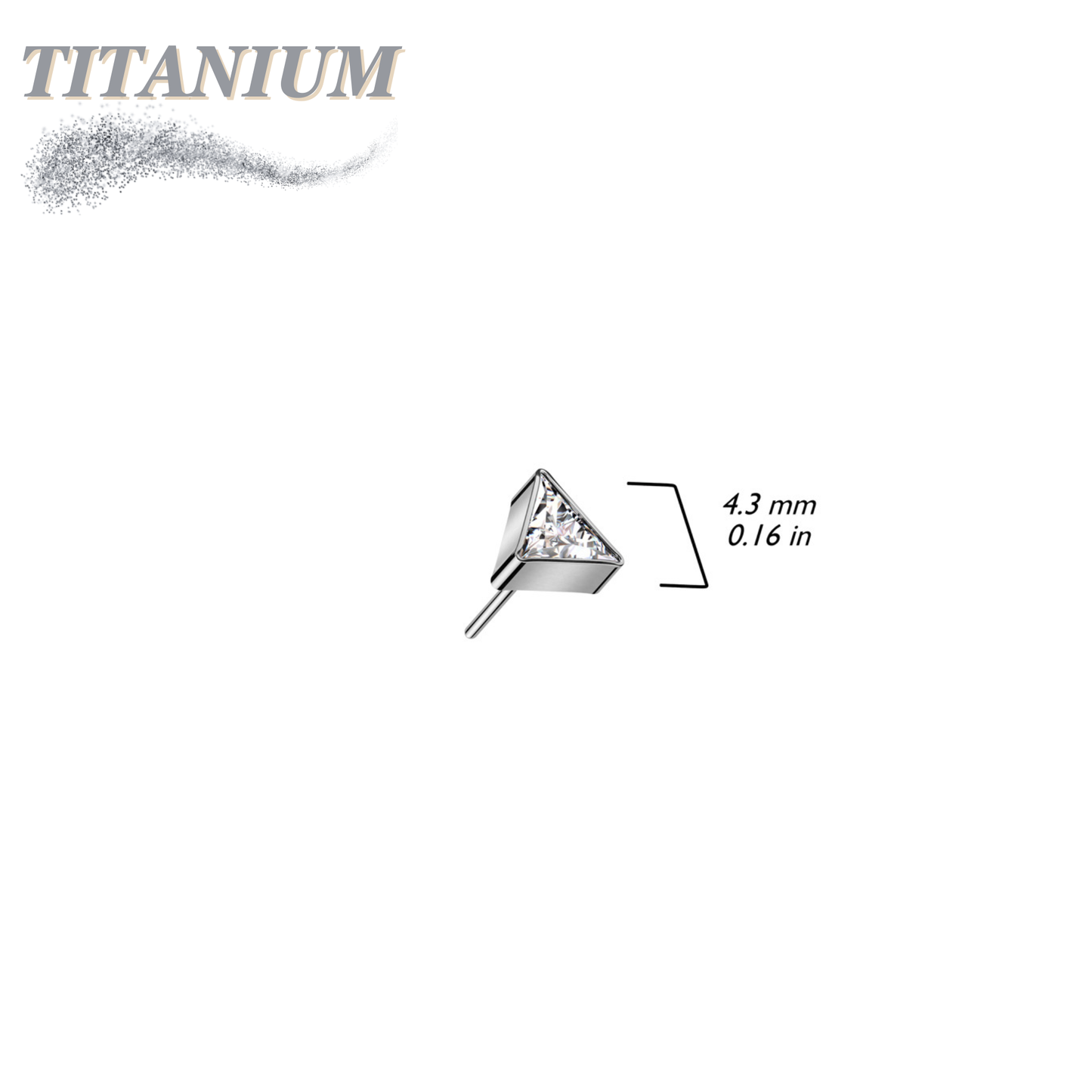 Threadless Titanium CZ Triangle Top Only
