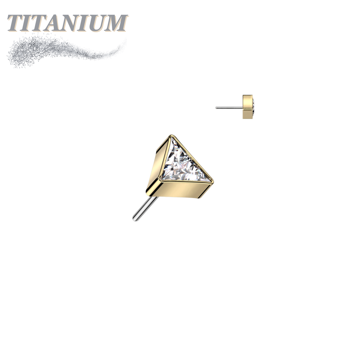Threadless Titanium CZ Triangle Top Only