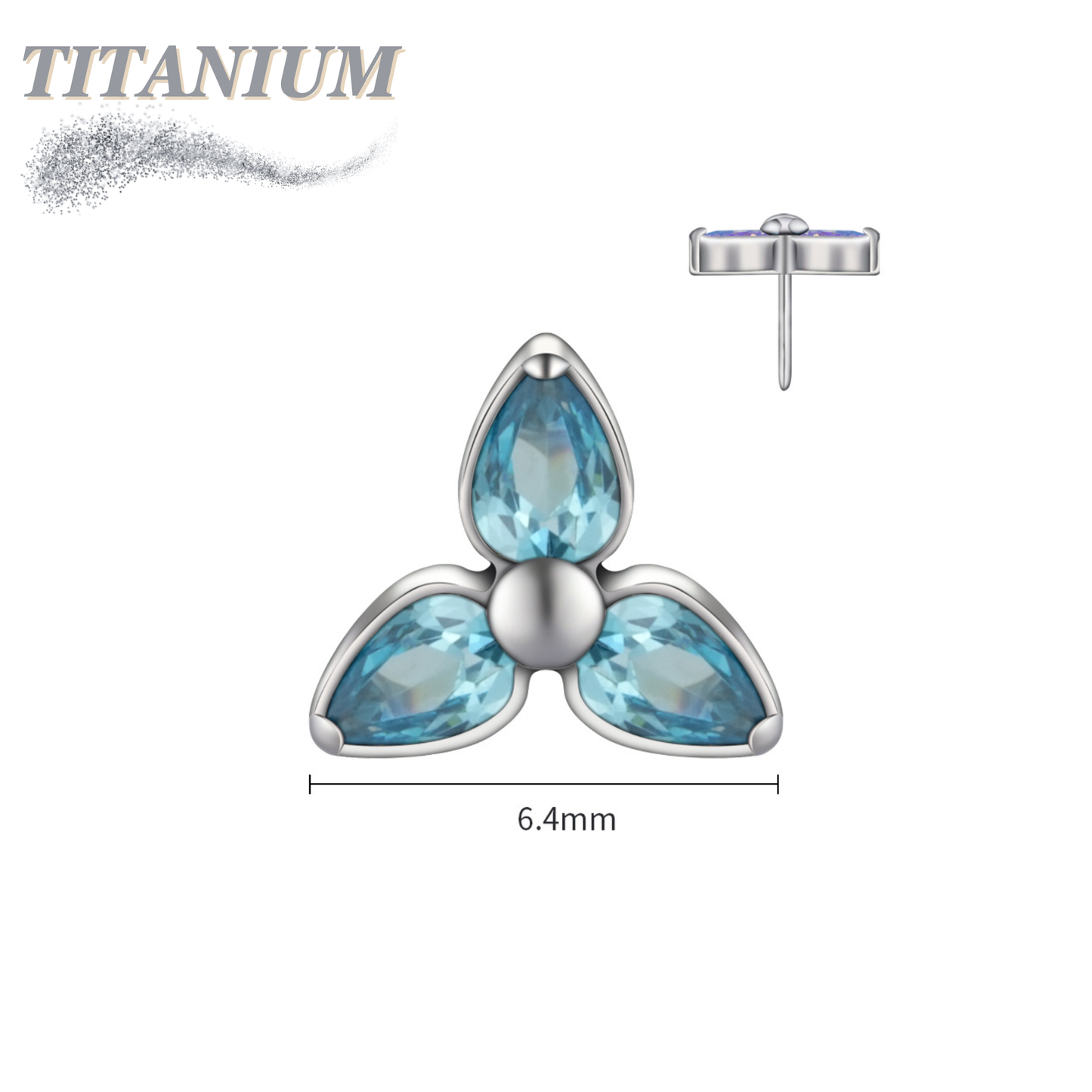 Threadless Titanium Triple Marquise Flower Top Only