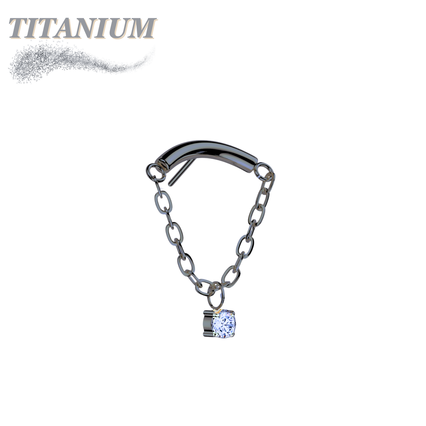 Threadless Titanium Hidden Helix CZ Single Chain Drape Top Only