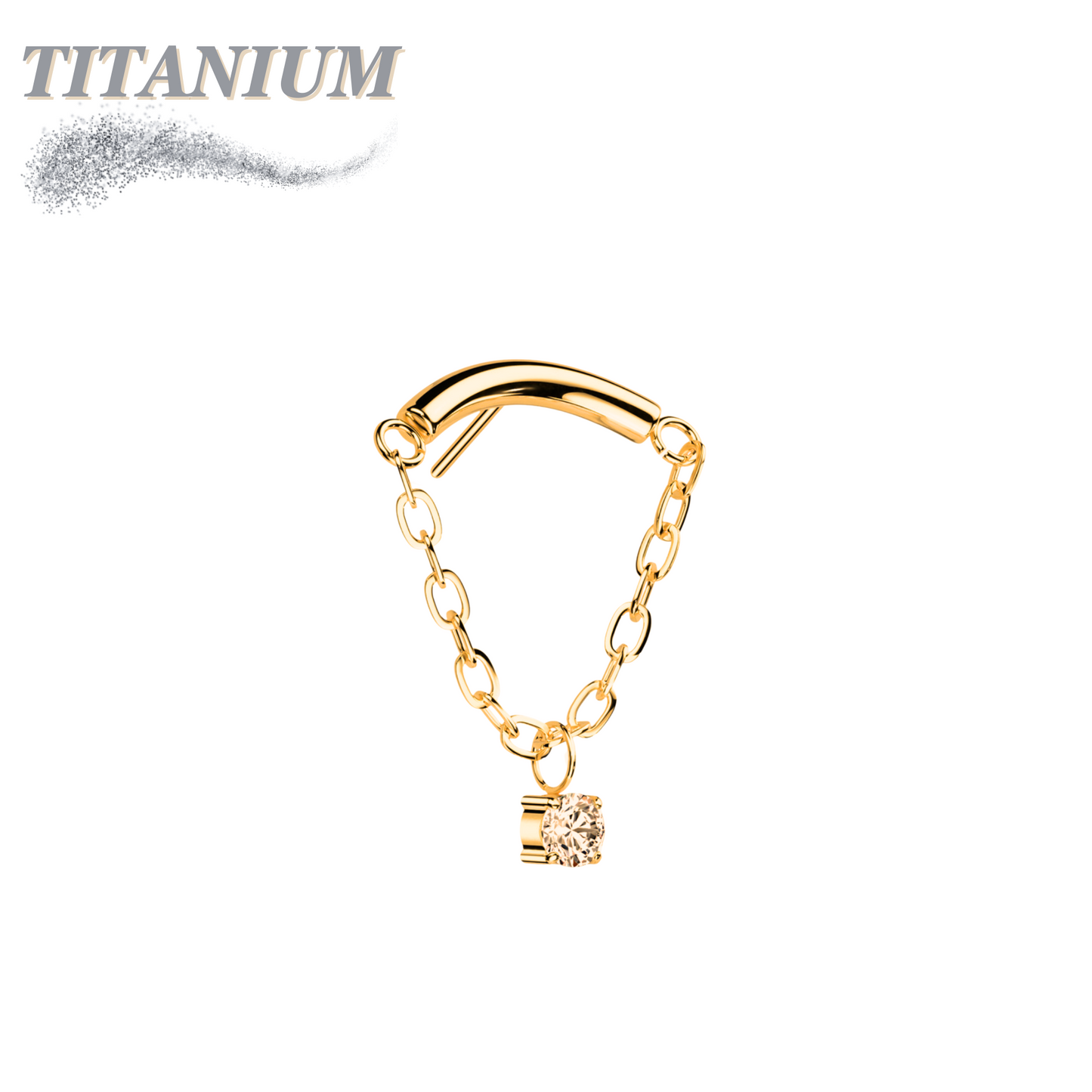 Threadless Titanium Hidden Helix CZ Single Chain Drape Top Only