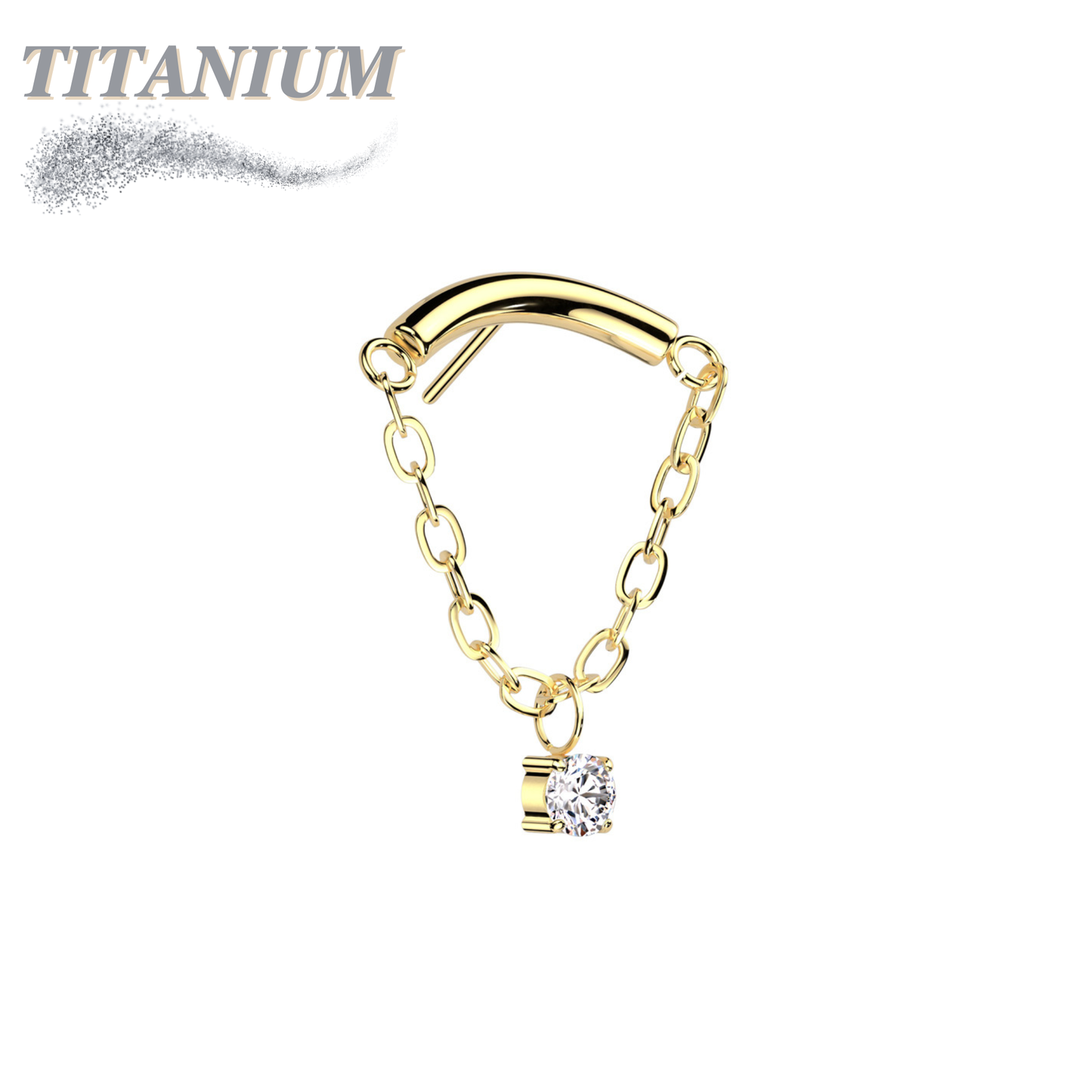 Threadless Titanium Hidden Helix CZ Single Chain Drape Top Only