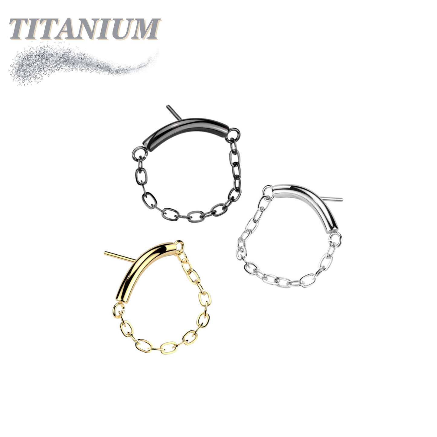 Threadless Titanium Hidden Helix Single Chain Drape Top Only