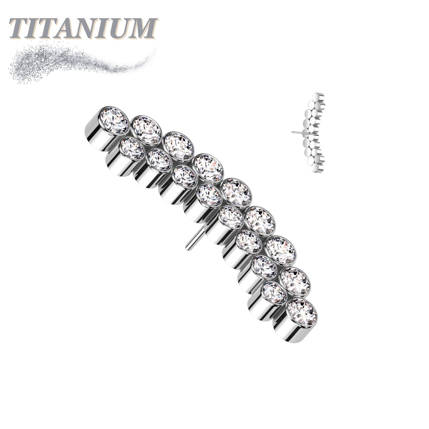 Threadless Titanium Double Row Curved Bezel Top Only