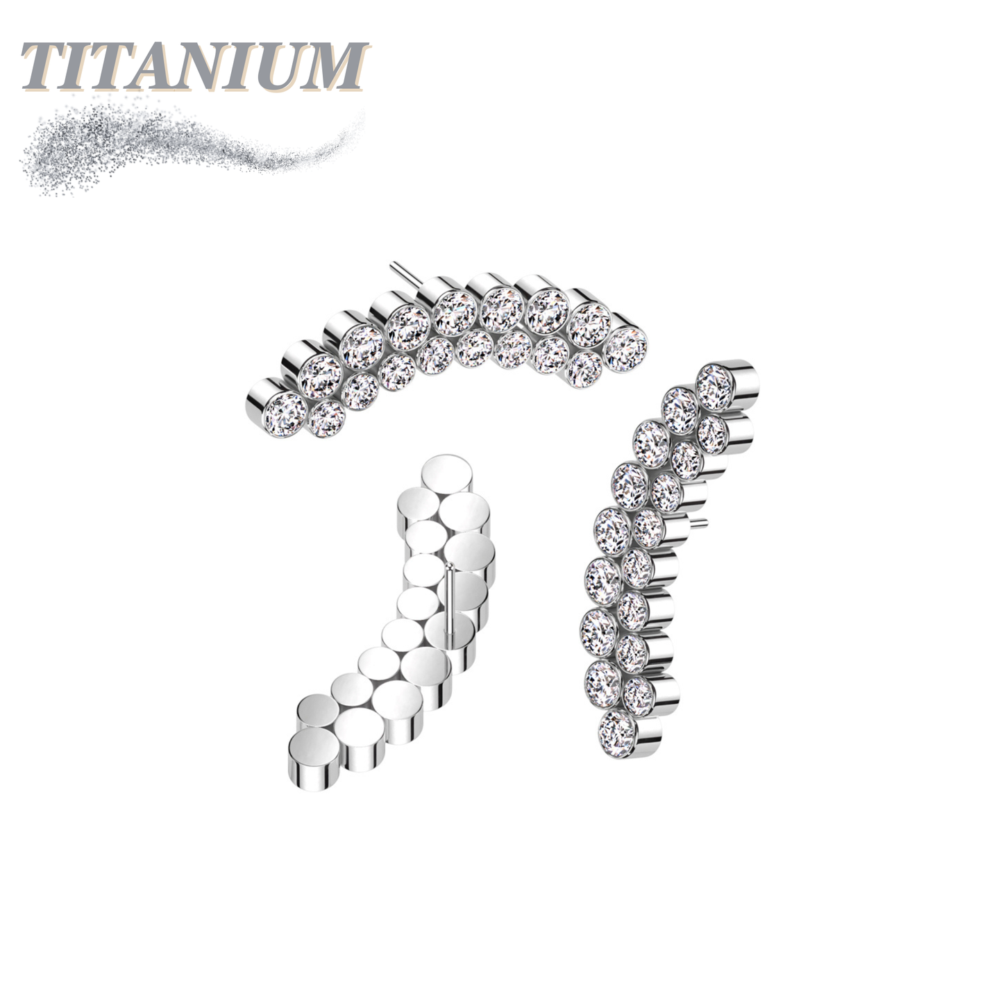 Threadless Titanium Double Row Curved Bezel Top Only