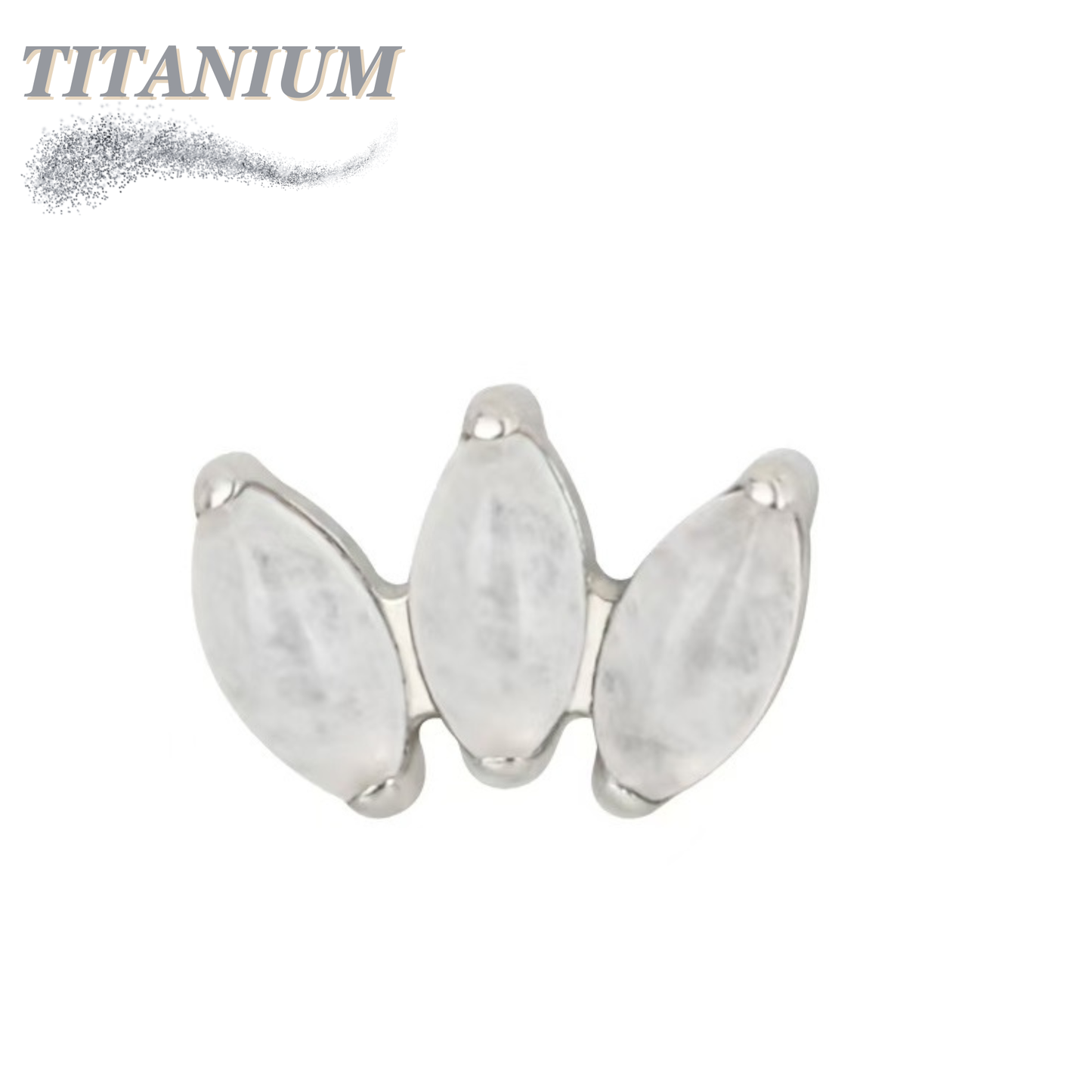 Threadless Triple Marquise Fan  in Natural Stone Top Only