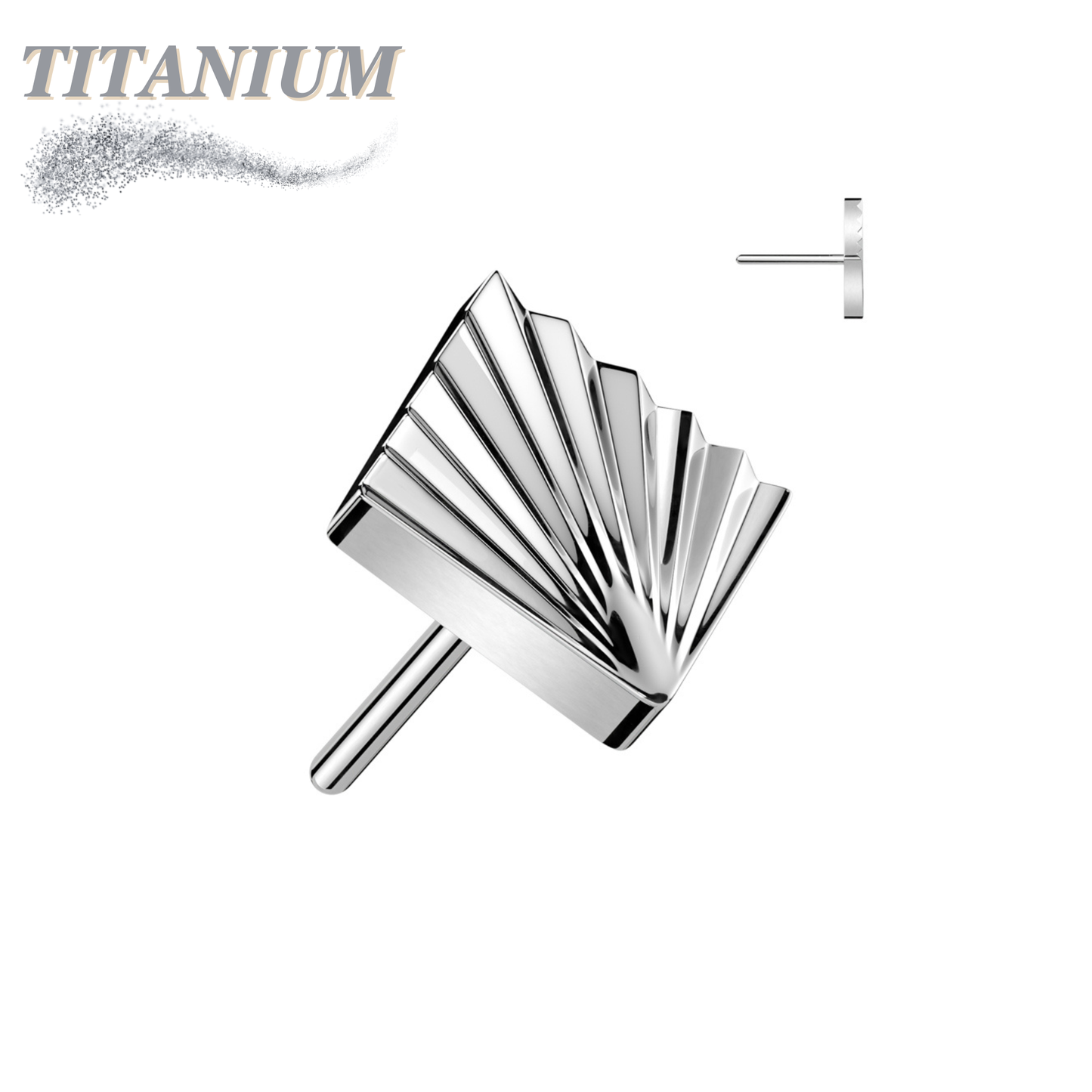 Threadless Titanium Square Shape Ridged Top Only