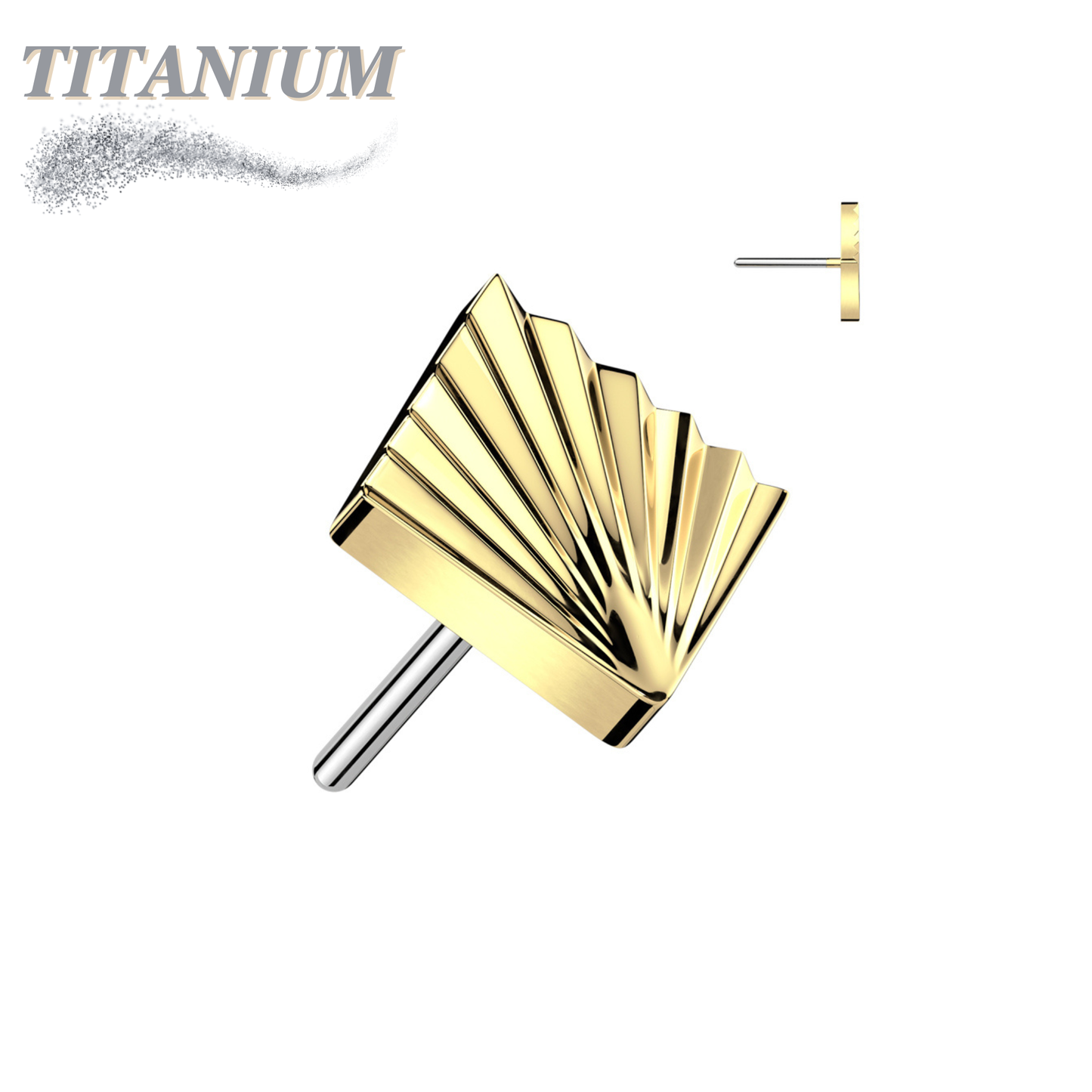 Threadless Titanium Square Shape Ridged Top Only