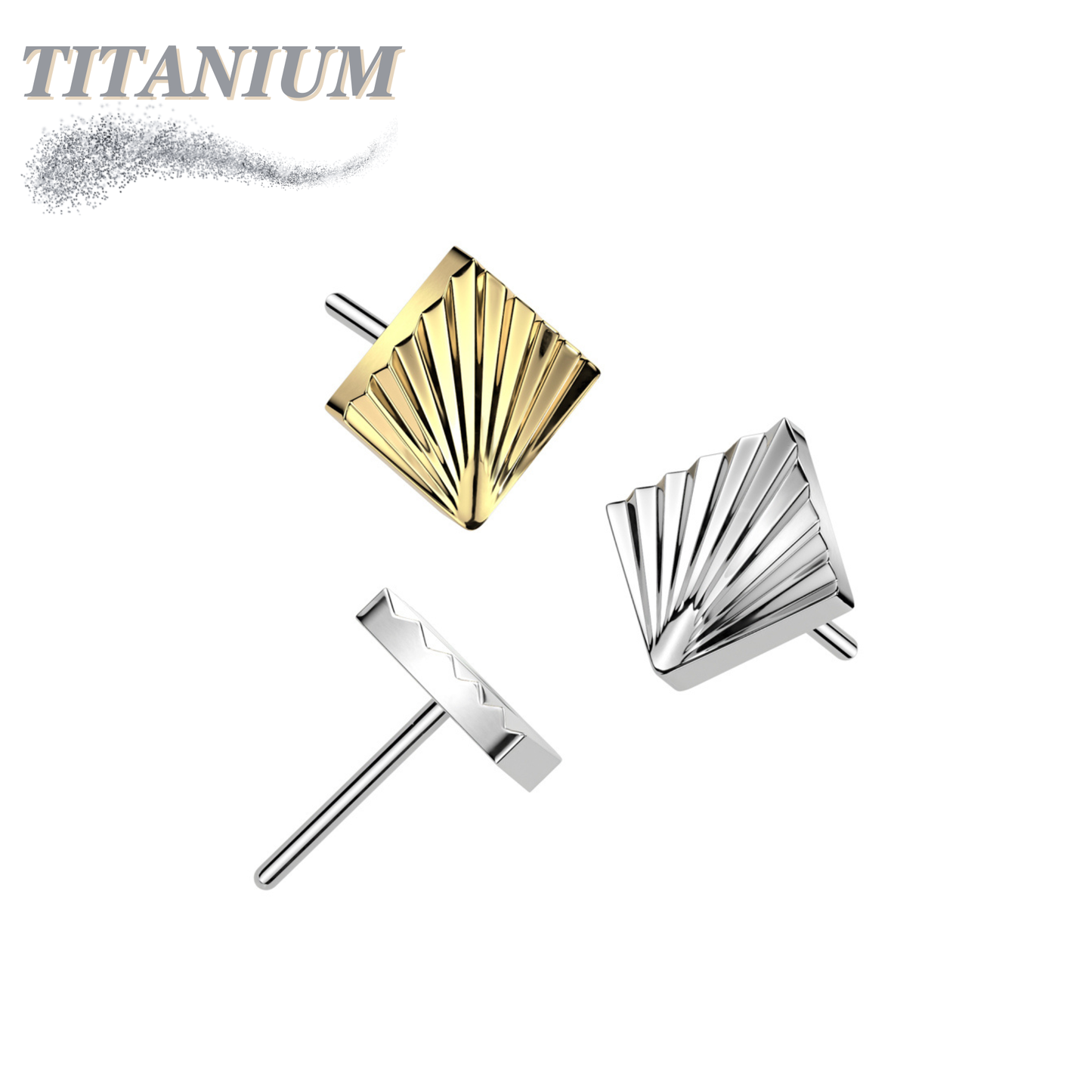 Threadless Titanium Square Shape Ridged Top Only