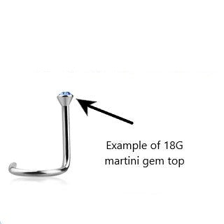 Pre-Sterilized Surgical Steel 18G Nostril Screws with Martini Crystal Top - CLEARANCE